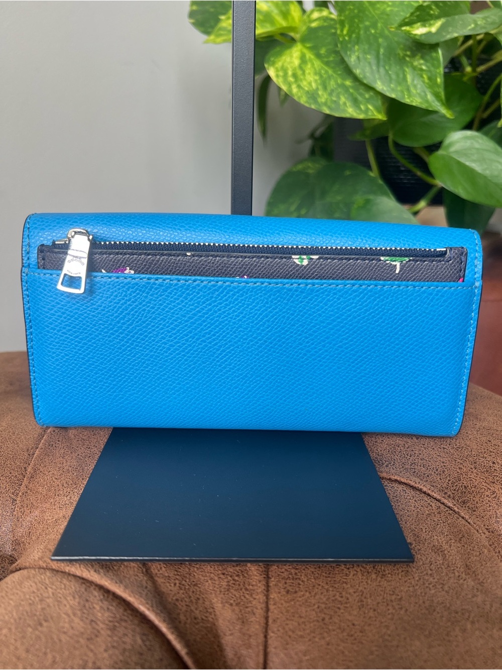 Coach Blue Wildflower Wallet with Insert Pouch F53771 - Picture 2 of 15
